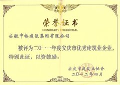 安慶市優(yōu)秀建筑業(yè)企業(yè)